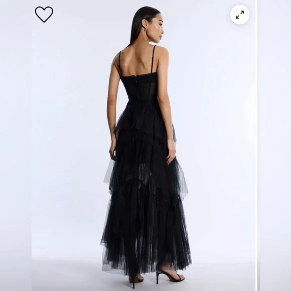 BCBGMaxAzria Black Tiered Tulle Gown 2 - Picture 2 of 4